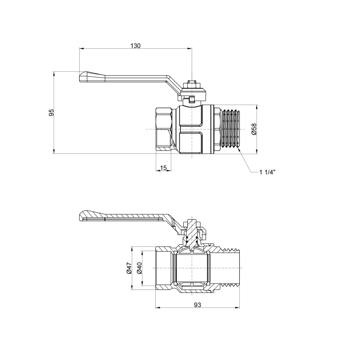 Кран кульовий Icma 1" 1/4 прямий №352 (87352AG11)