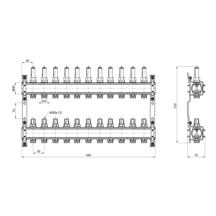 Колектор з витратомірами SD Plus 1" 11 виходів SD00411 (SD00411)