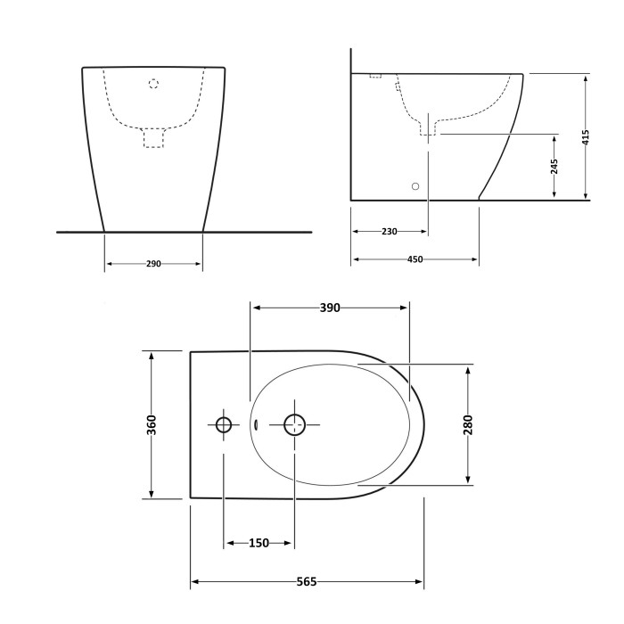 Біде підлогове Qtap Scorpio 565x355x410 White QT14441380W (QT14441380W)