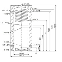 Теплоаккумулятор Thermo Alliance TAI-10 750 с теплообменником 1,4 кв. м с изоляцией 60 мм (TAI0175060)