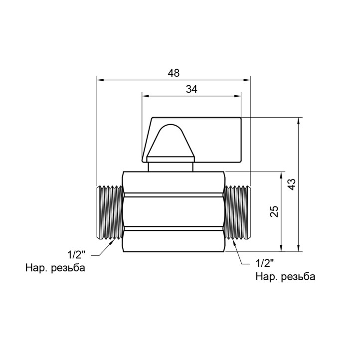 Кран шаровой SD Plus "Mini" 1/2" ЗР SD189W15 (SD189W15)