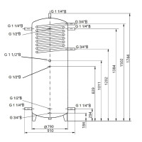Теплоаккумулятор Thermo Alliance TAI-10 750 с теплообменником 1,4 кв. м без изоляции (TAI01750)