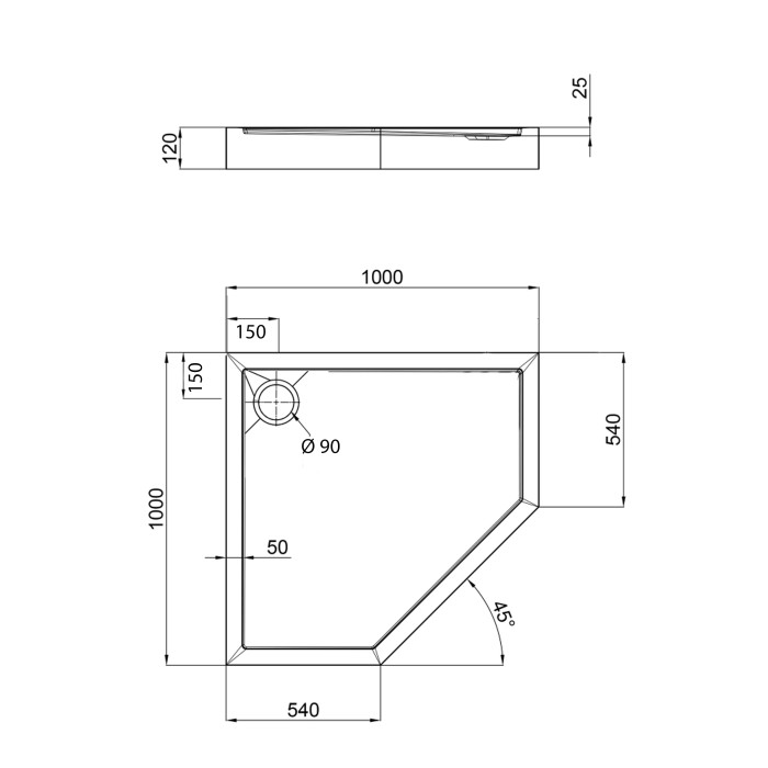 Душовий піддон Qtap Diamond 301112 100x100x12 см + сифон (DIAMOND301112)