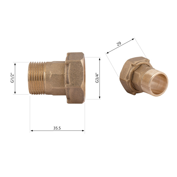 Комплект для лічильника SD Plus 1/2"З х 3/4"В SD42915 (SD42915)