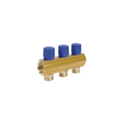 Колектор Icma з регулювальними вентилями 1" 3 виходи №1105 (Blue) (871105PH0512)