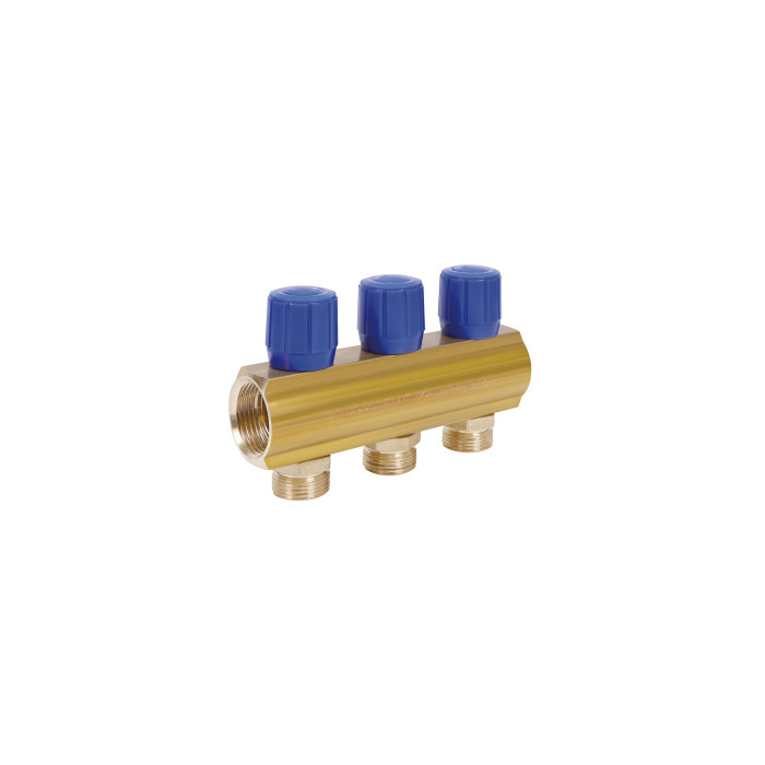 Колектор Icma з регулювальними вентилями 1" 3 виходи №1105 (Blue) (871105PH0512)