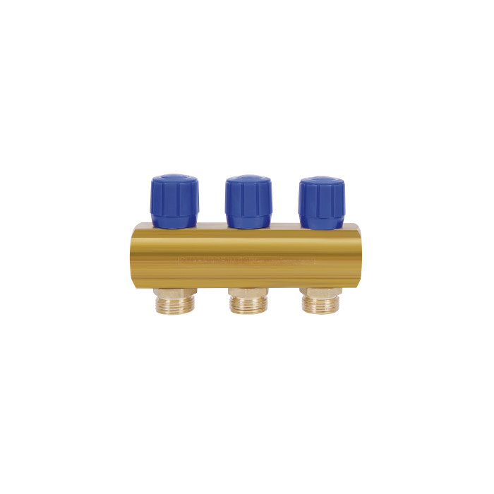 Колектор Icma з регулювальними вентилями 1" 3 виходи №1105 (Blue) (871105PH0512)