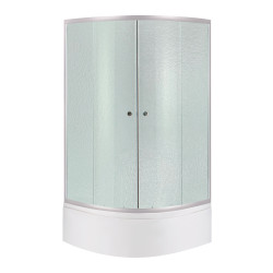 Душова кабіна Latwa SC90x90.SAT.HIGH.FR полукругла, скло Frost 4 мм + Душовий піддон KAPIELKA ST90x90x41, з панеллю Lidz (LLSC9090SATHIGHFR2SET)
