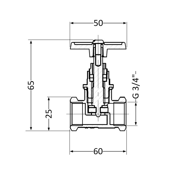 Вентиль латунний SD 20х3/4" ВР (YA) (SD20YA)