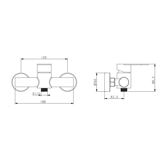 Змішувач для душу Lidz Luna 010 (з душовим гарнітуром) (k35) LDLUN010NKS46095 Nickel (LDLUN010NKS46095)