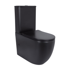 Унітаз підлоговий Qtap Robin Ultra Quiet безобідковий з сидінням Soft-close MATT BLACK QT13226083AMB (QT13226083AMB)