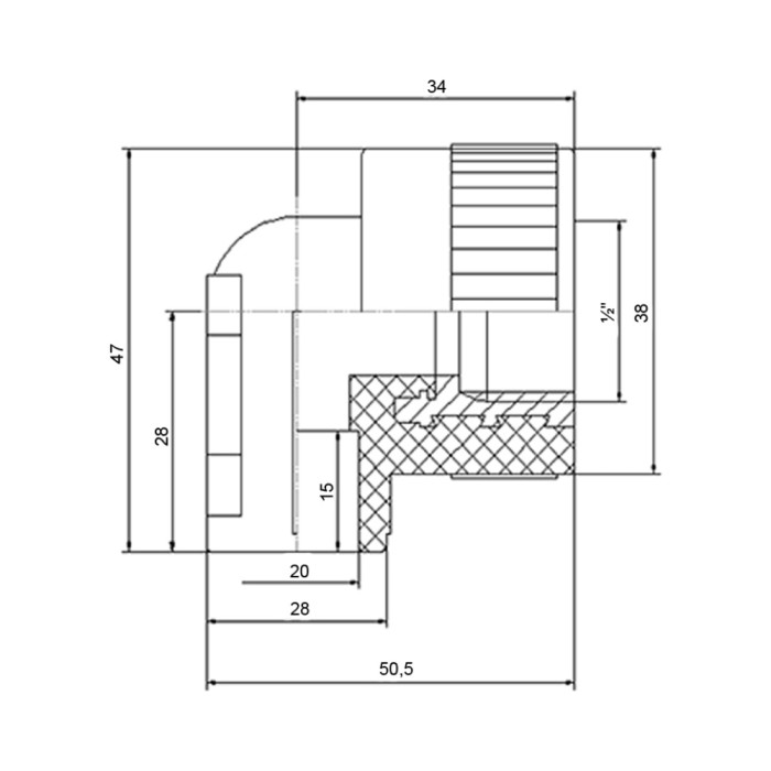 Кутик настінний PPR Blue Ocean 20х1/2", 90° ВР (BOITE12001XXX)