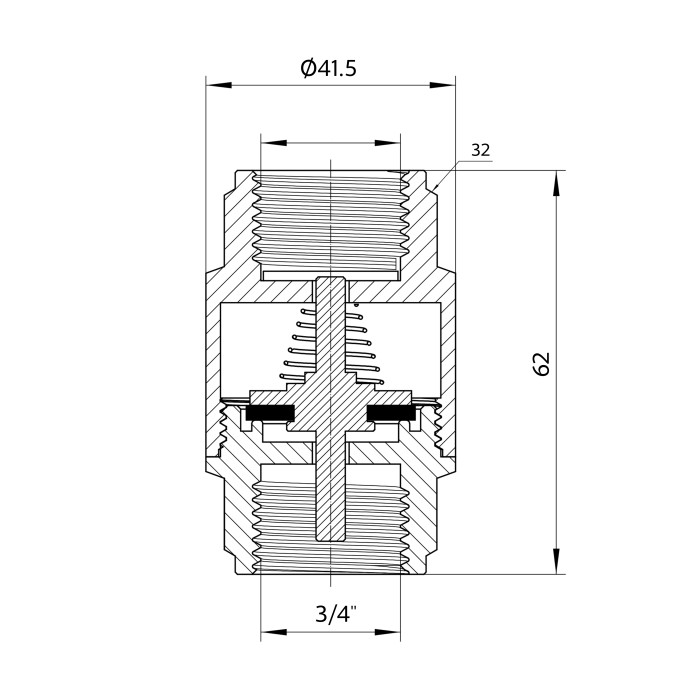 Зворотний клапан Thermo Alliance Forte 3/4"ВВ нікель із латунним штоком TAF240W20 (TAF240W20)