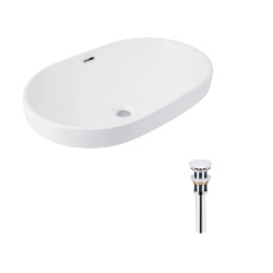 Комплект Qtap Leo: Раковина врізна овальна 590x400x170 мм White + Донний клапан PU02O (QT11114028WN47292)