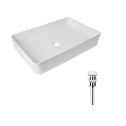 Комплект Qtap Tern: Раковина накладна прамокутна 600x400x110 мм WHITE + Донний клапан PU02 (QT17112174WN47303)
