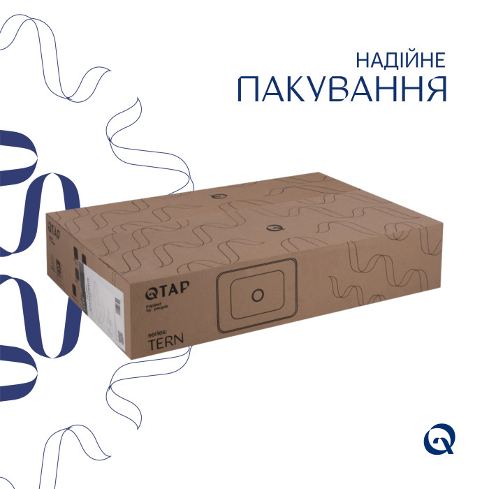 Комплект Qtap Tern: Раковина накладна прамокутна 600x400x110 мм WHITE + Донний клапан PU02 (QT17112174WN47303)