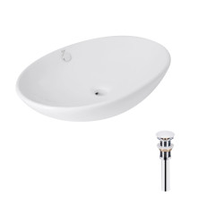 Комплект Qtap Dove: Раковина накладна овальна 635x420x150 мм White + Донний клапан PU02O (QT06113077WN47309)