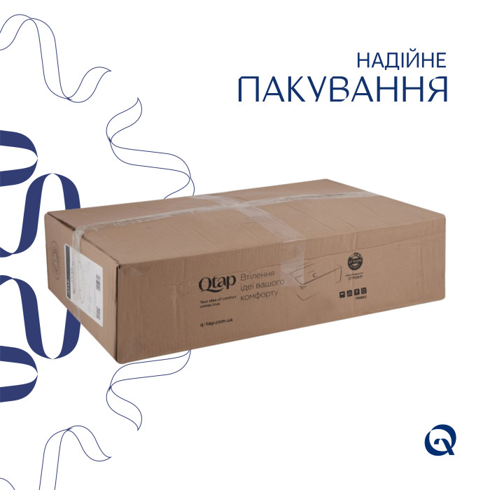 Комплект Qtap Dove: Раковина накладна овальна 635x420x150 мм White + Донний клапан PU02O (QT06113077WN47309)