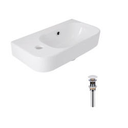 Комплект Qtap Tern: Раковина підвісна прамокутна ліва 450х250х158 мм White + Донний клапан PU02O (QT17115117LWN47327)