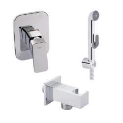 Комплект для душу Qtap Namesti Chrome: Змішувач для душу QTNAM6025102NC + Гігієнічний набір QTSETCRMA021 + Підключення QTCRMBH130 (QTNAM6025102NC47549)