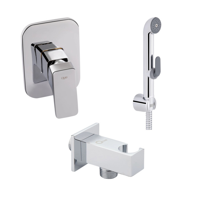 Комплект для душу Qtap Namesti Chrome: Змішувач для душу QTNAM6025102NC + Гігієнічний набір QTSETCRMA021 + Підключення QTCRMBH130 (QTNAM6025102NC47549)