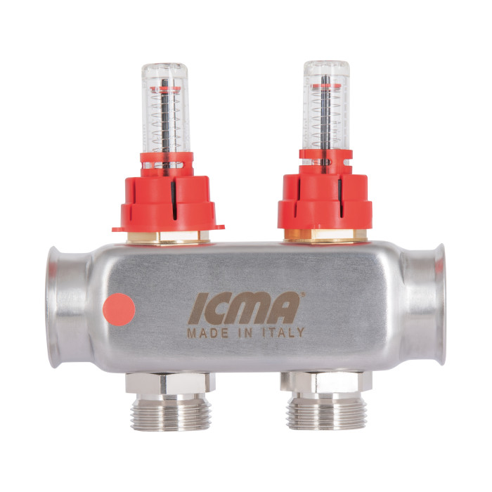 Колектор Icma № К073 з витратомірами (нерж.) 1" х 3/4" на 2 виходи (87K073179PG32QU)