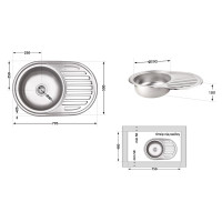 Кухонна мийка Brinex 7750 0,8 мм Satin (BRIN7750SAT08) (BRIN7750SAT08)