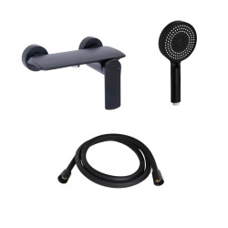 Комплект Qtap Slavonice Black Matt: Змішувач  QTROB4060102B + Шланг QTHADPVCSQ160B + Лійка QTRUC125BLM45951 (QTSLA266BLM4590848026)