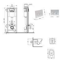 Готове рішення Qtap для ванної кімнати: підвісний унітаз Jay Ultra Quiet 520x360x320 + комплект інсталяції Nest 4 в 1 (кругла клавіша Satin) (QT07335175W48189)