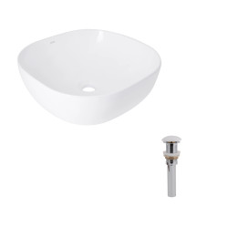Комплект Qtap Kolibri: Раковина накладна 425x425x140 мм, White, квадратна + Донний клапан Pop-up PU02 (QT1011K396WN48468)