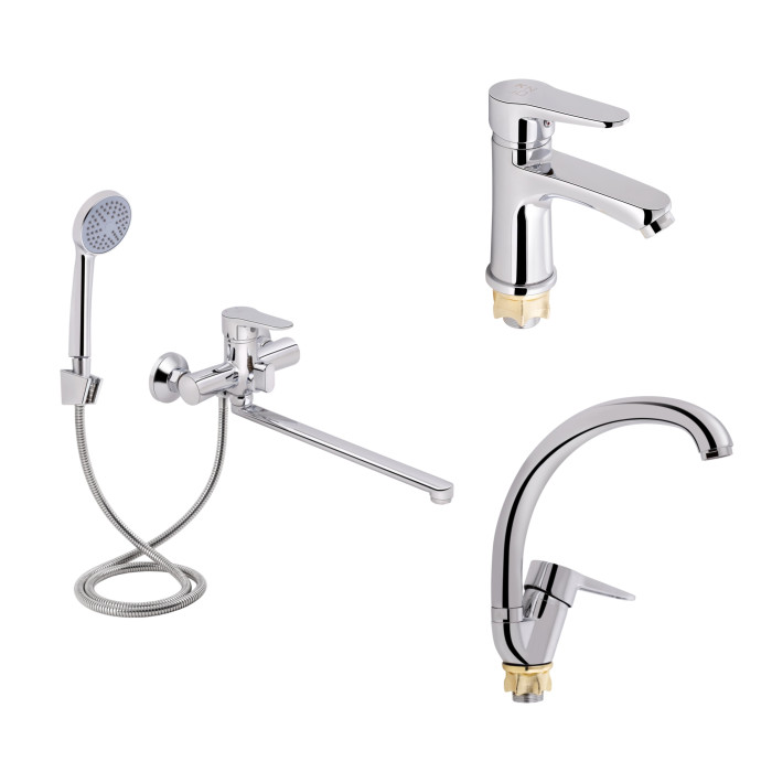 Акційний набір Lidz Nicole: Змішувач 005 Chrome + Змішувач 001F Chrome + Змішувач 008F Chrome (LDNIC005CRM2214048547)