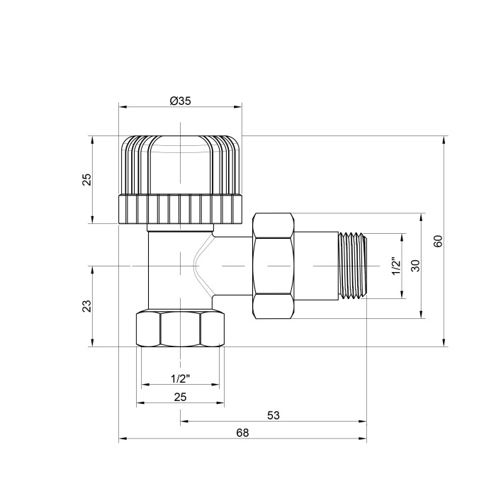 Кран радіаторний Icma 1/2" 30х1,5 кутовий №778 (82778AD06)