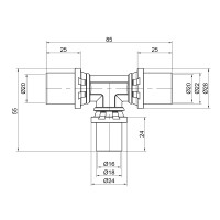 Трійник прес Icma 20х16х20 №406 (81406BQGHBQ06)