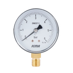 Манометр Icma 1/4" 0-10 бар, нижнє підключення №244 (91244AB06)