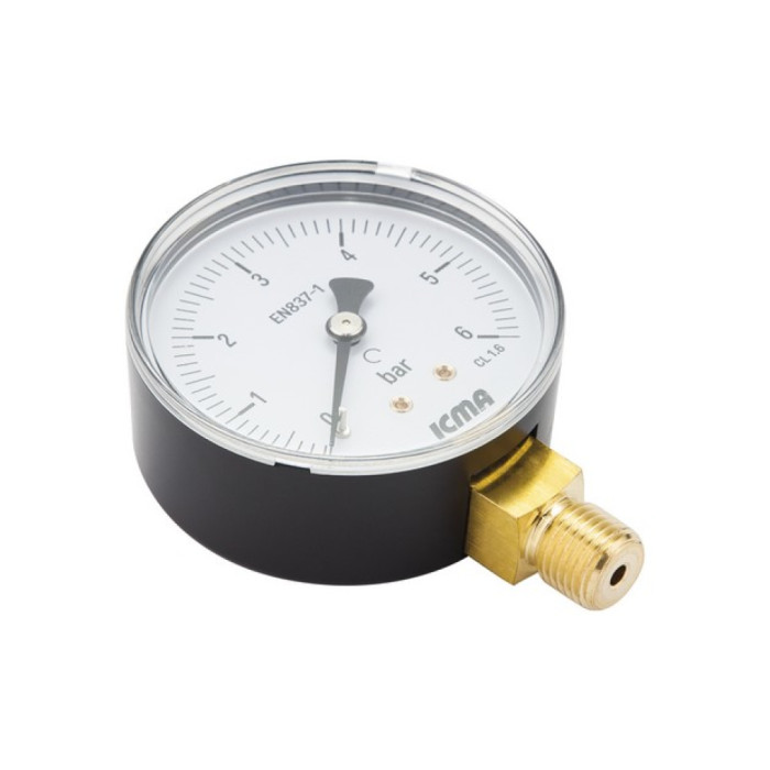 Манометр Icma 1/4" 0-10 бар, нижнее подключение №244 (91244AB06)
