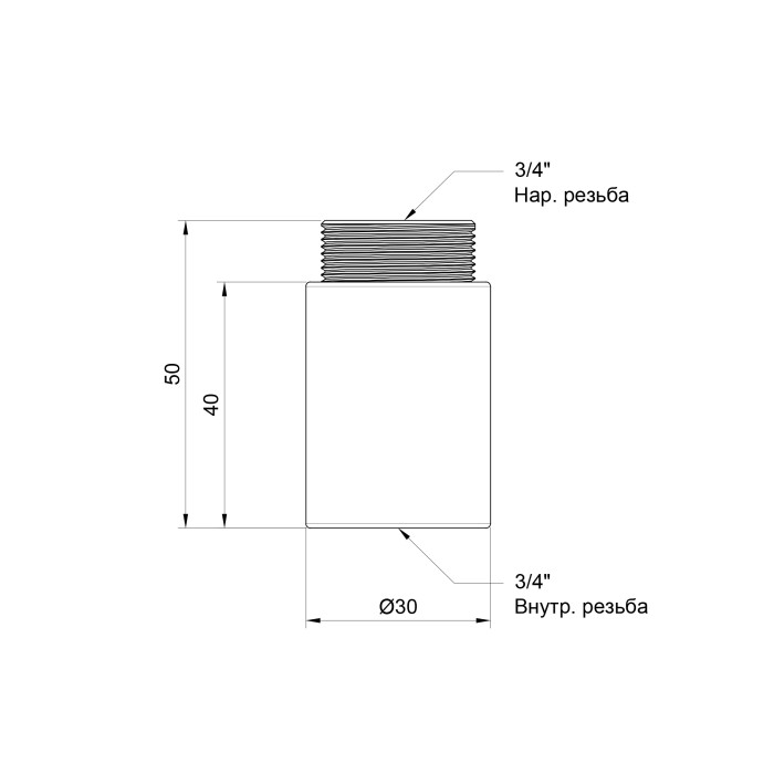 Удлинитель SD Plus 40х3/4" хром SD1302040 (SD1302040)