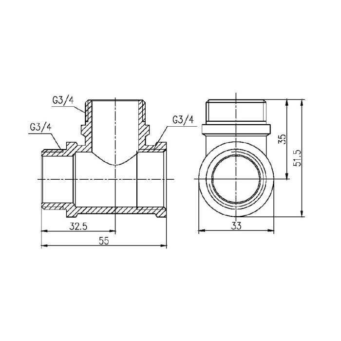 Трійник SD Forte 3/4" ВЗЗ SF36520 (SF36520)
