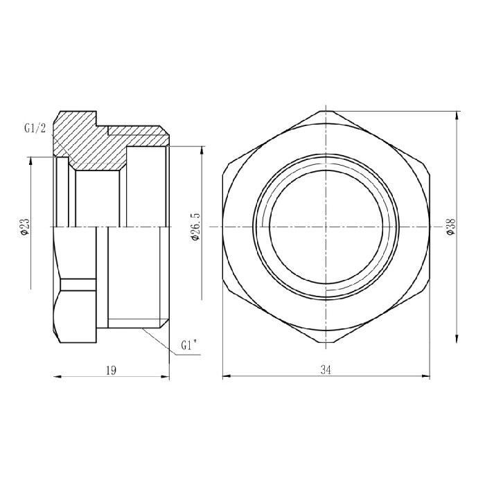 Футорка SD Forte 1"х1/2" ЗВ SF3742515 (SF3742515)