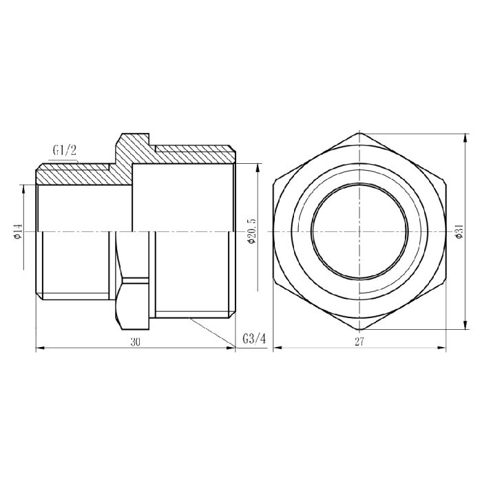 Ніпель редукційний SD Forte 3/4"х1/2" хром SF359H2015 (SF359H2015)
