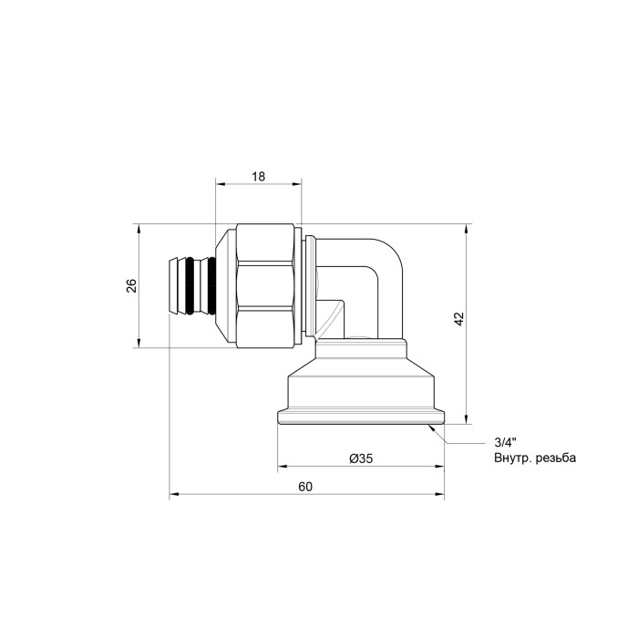 Кутик обтискний Icma 16х3/4" ВР №535 (81545REGH06)