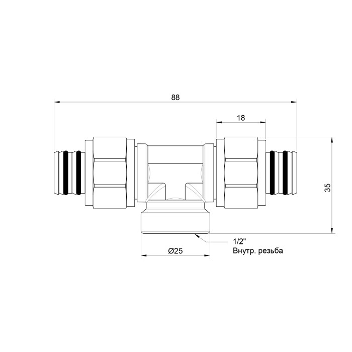Трійник обжимний Icma 20х1/2"х20 ВР №548 (81548RDBQ06)