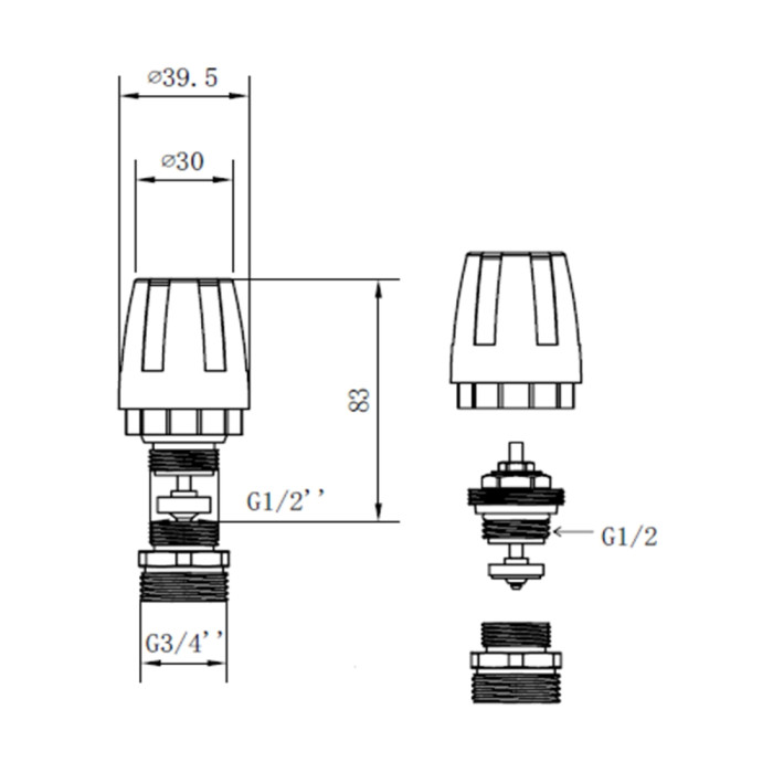 Кран термостатический SD Forte 1/2"х3/4" для коллектора SFE009 (SFE009)