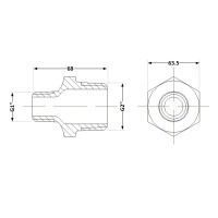 Ниппель чугунный 2"х1" ЗР (КЧ3045025)