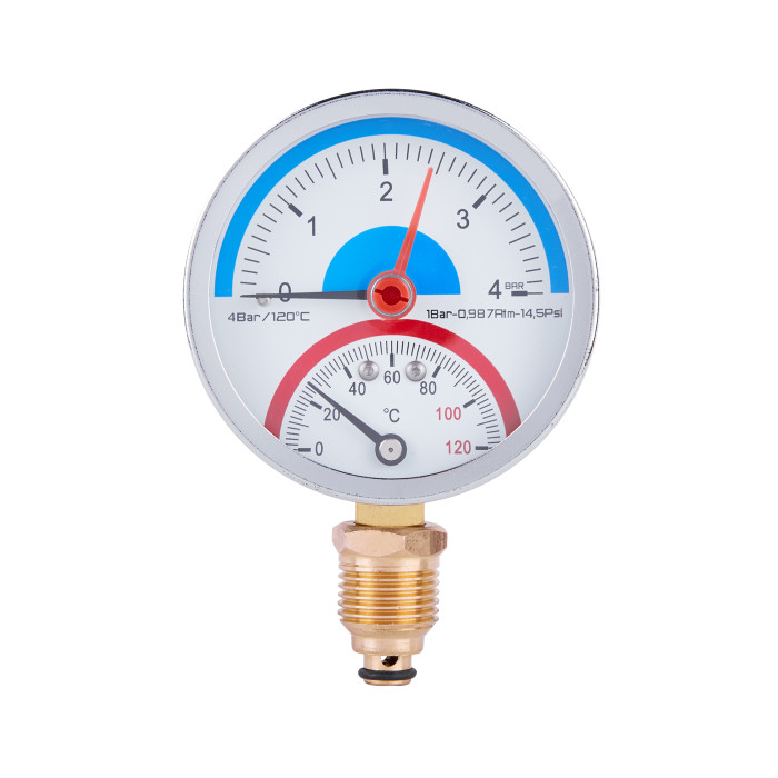 Термоманометр SD Plus 80 мм 1/2", нижнє підмикання SD1724B (SD1724B)