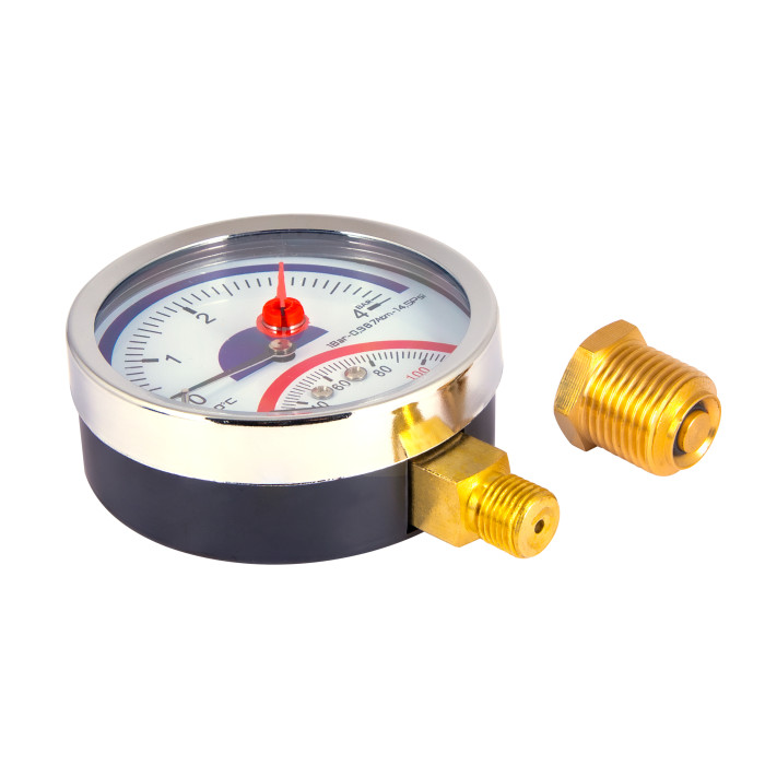 Термоманометр SD Plus 80 мм 1/2", нижнє підмикання SD1724B (SD1724B)