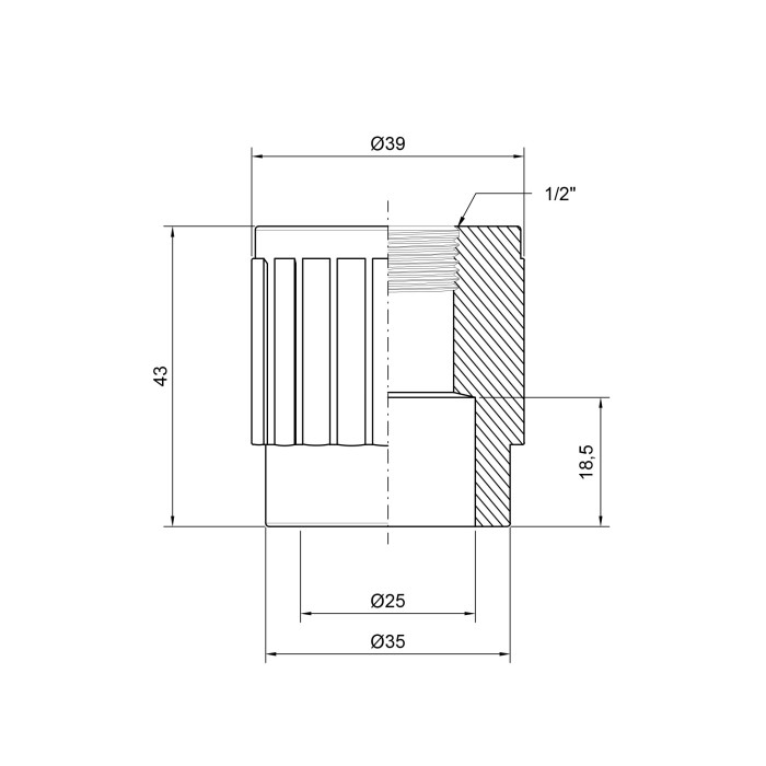 Муфта PPR Thermo Alliance 25х1/2" ВР (DSB203)
