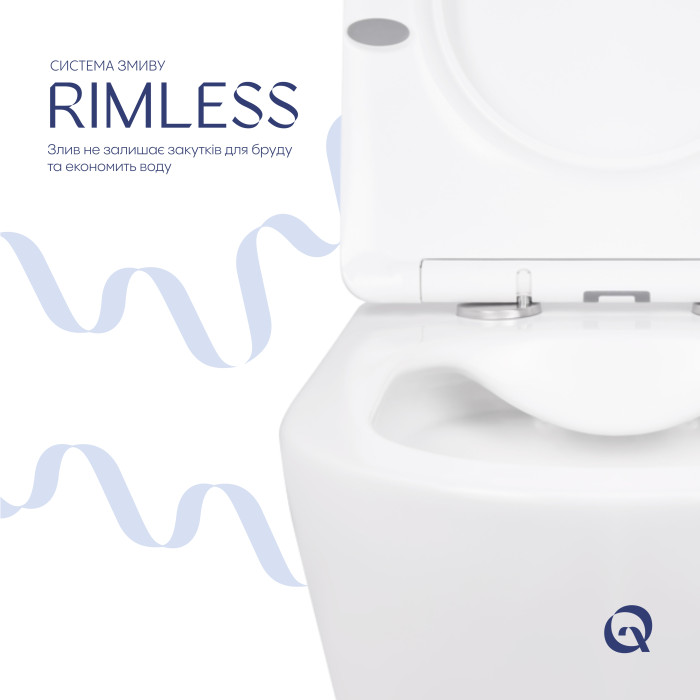 Унітаз підвісний Qtap Swan безобідковий з сідінням Soft-close QT16335178W (QT16335178W)