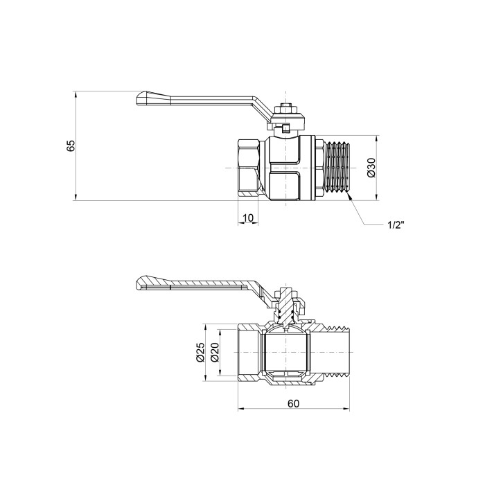 Кран шаровой Icma 1/2" прямой №352 (87352AD11)