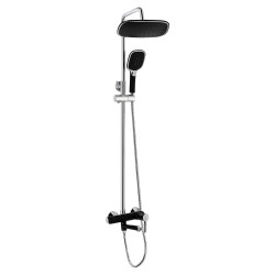 Душова система універсальна Qtap Grand на три споживача (з виливом) QTGRABCR1004 Chrome/Black (QTGRABCR1004)