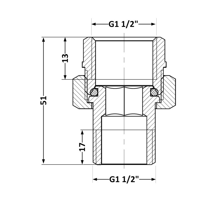 Згін-американка Thermo Alliance Base 1 1/2"ВЗ нікель, прямий SD190W40 (SD190W40)